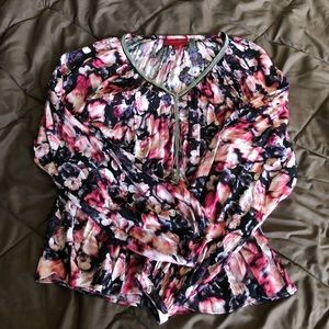 Floral pattern long sleeve blouse
